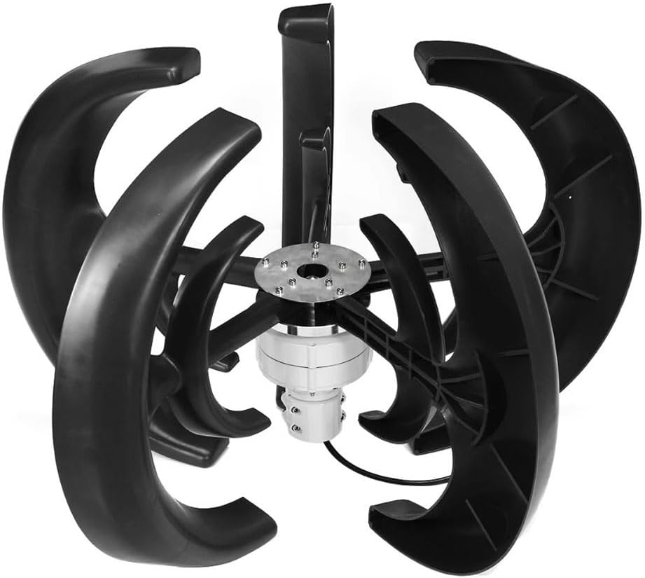 1000W Wind Turbine Generator, Black Vertical Wind Power Generator with Controller 5 Blades, Low Noise Small Windmill Free Energy, Low Wind Speed Start(24v)