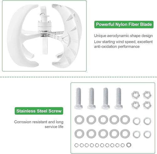Efficient 400W-1200W Vertical Wind Turbine Generator Kit - 5 Blade 12V/24V Renewable Energy Solution for Home with Controller, Eco-Friendly Power Generation