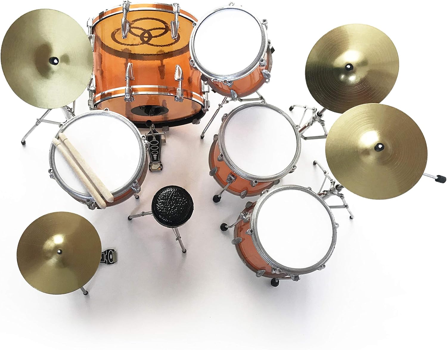 FanMerch Drum Kit Led Zeppelin, John Bonham, Tribute Vistalite Transparent Amber Mini Drum Set Replica Collectible