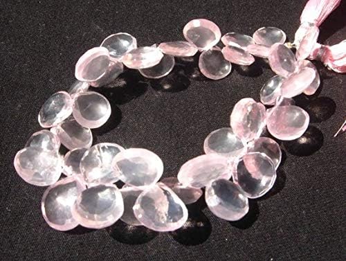 13 inch natural beads strand of 9.5-13x13mm faceted heart rose quartz gemstone briolletes beads for DIY jewelry - necklace, bracelet, earring, ring.