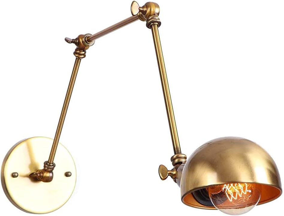 Fashion Industrial Swing Arm Wall Light Fixture Lighting Three-arm Brass Adjustable Vintage Wall Mount Lamp Traditional Decor E27 Loft Sconce for Bedroom Bedside Reading Indoor and Outdoor
