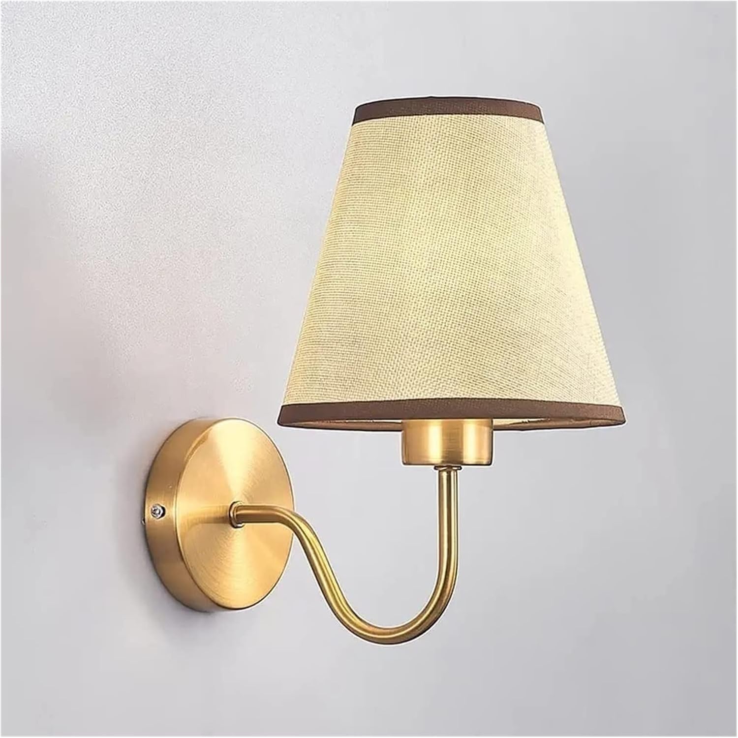 Classic Bedside Fabric Wall Mount Light Hardwired Sconce Gold Metal Gooseneck Headboard Lighting Fixture with Textile Shade for Living Room Bedroom Hotel (Color : Brown) Svart(Linen)