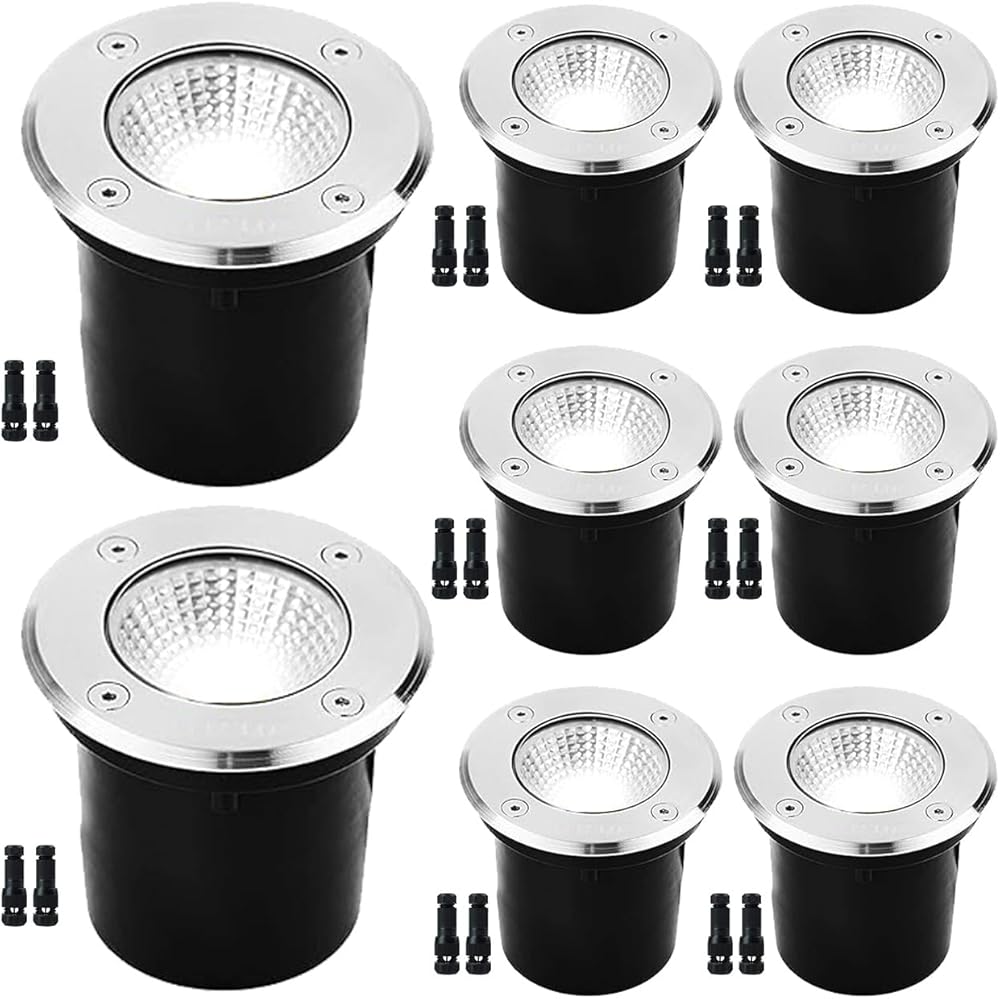 Low Voltage Landscape Lighting,Outdoor Landscaep Well Light,12W 12-24V AC/DC In-Ground Garden Light 5000K Daylight Paver Lights for Pathway,Fence