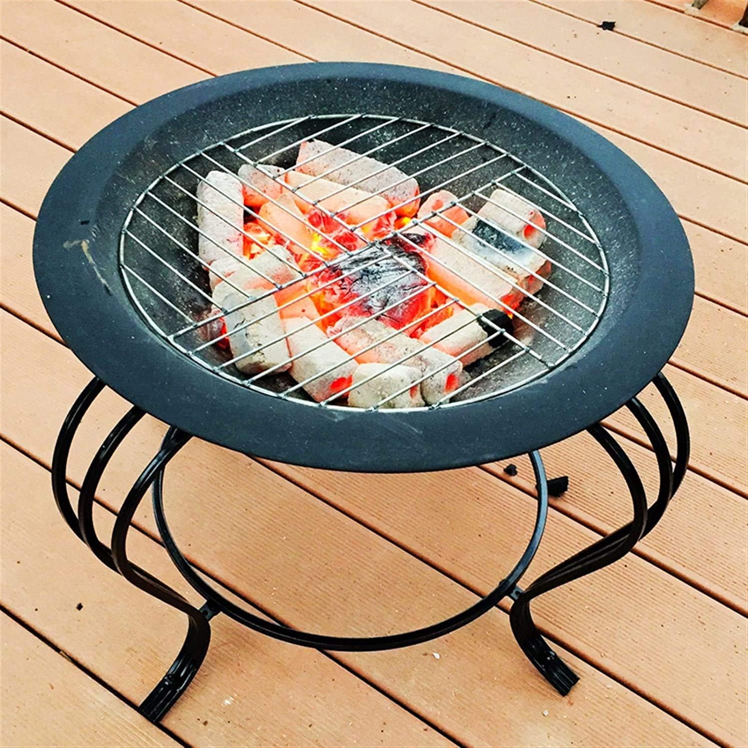 Fire Pits Outdoor Wood Burning Fire Pit Outdoor Fire Tables, Charcoal Barbecue Grill,Natural Wood Heating Fire Pit Bowl,