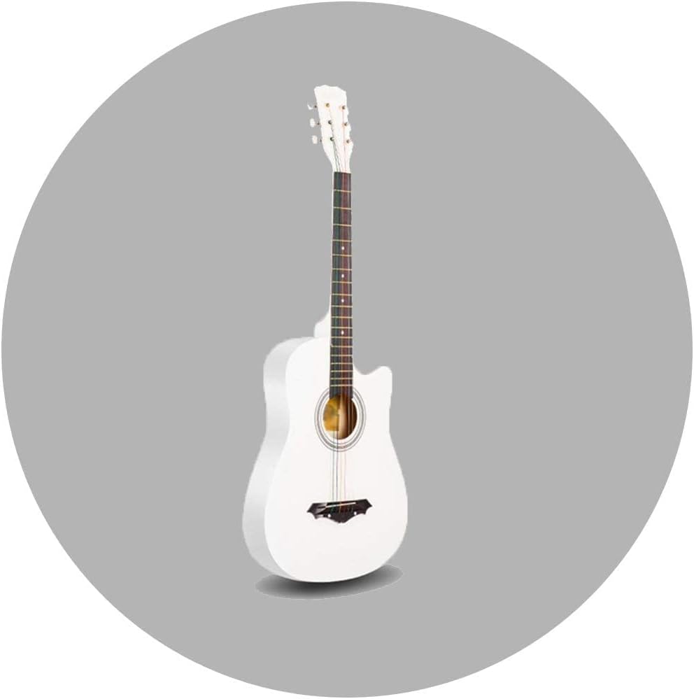 Full Size Guitar Acoustic Guitar Starter Kit 38 Inches Natural Musical Instruments Young Student Practice Classical Guitar Strings Beginner Acoustic Guitar Starter Package Student G (White 38 inch)