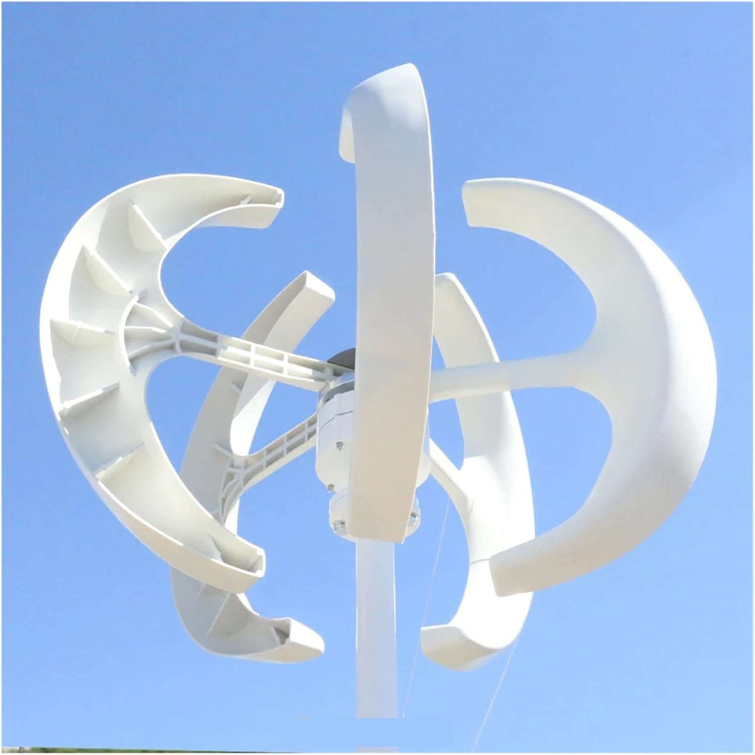 Wind Turbine Generator Kit, Lantern Shape 5KW 12V 24V Vertical Wind Power Turbine nerator Kit for Home 5000W Low Noise Windmill for Hybrid Solar Wind System(White,24V_5000W)