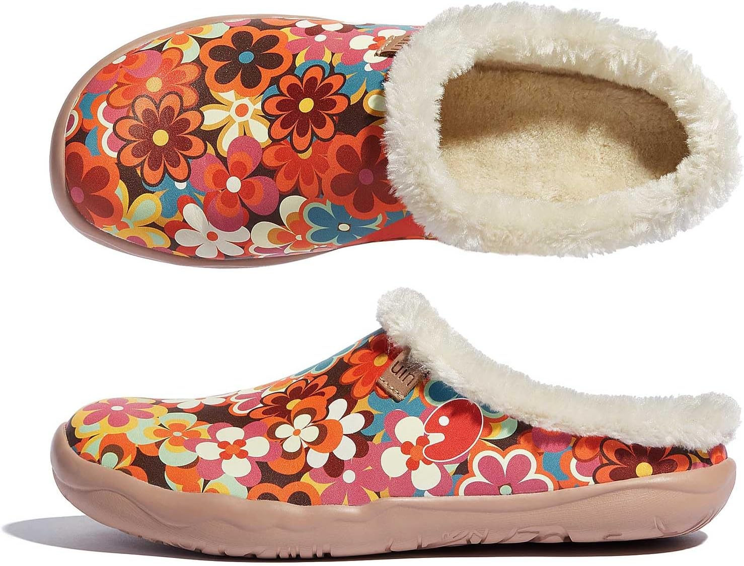 UIN Women's Mules Fashion Comfort Travel Art Painted Chunky Shoes Wide Toe Casual Household Slippers Slip On Loafers