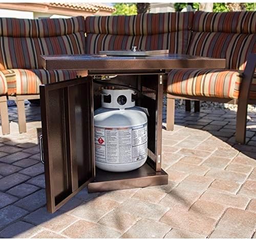 Conventional Propane Fire Pit Brown Silver Square Steel