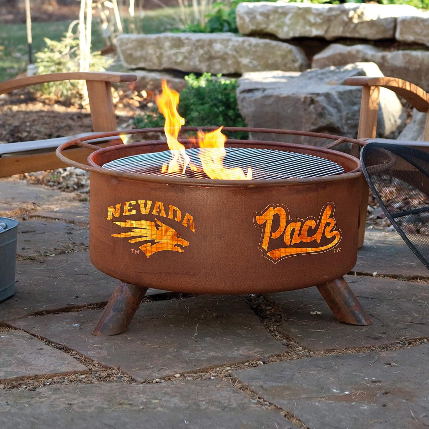 Patina Products F464 Nevada Steel Outdoor Fire Pit - 24 x 24 x 11 inch - Natural Rust Patina Finish
