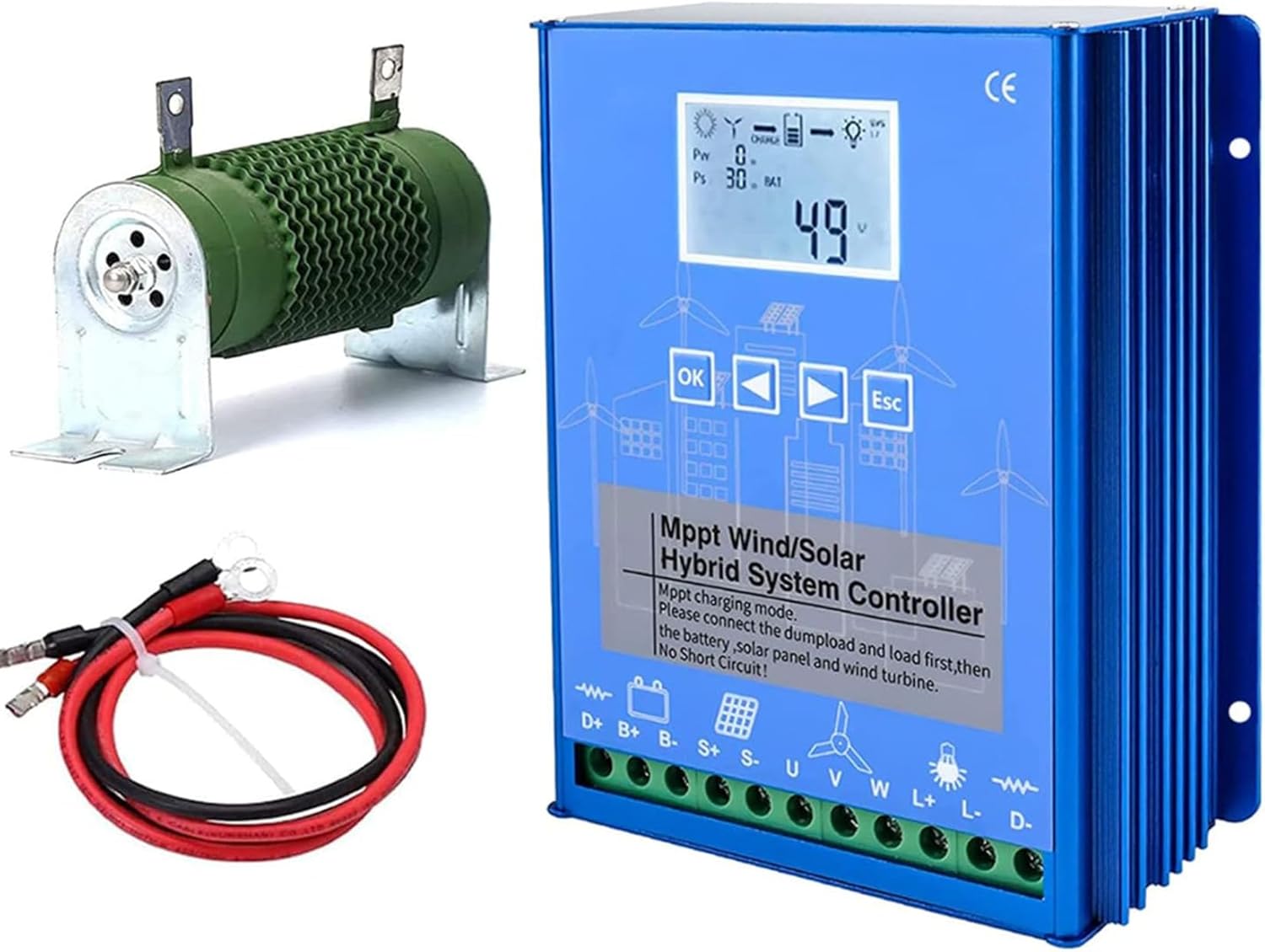 24v, 8000W-12000W Wind Solar Hybrid Charge Controller with Dump Load for Wind Turbine Generator Solar Panel 12V -220V Battery Auto MPPT Charge Charging Regulator