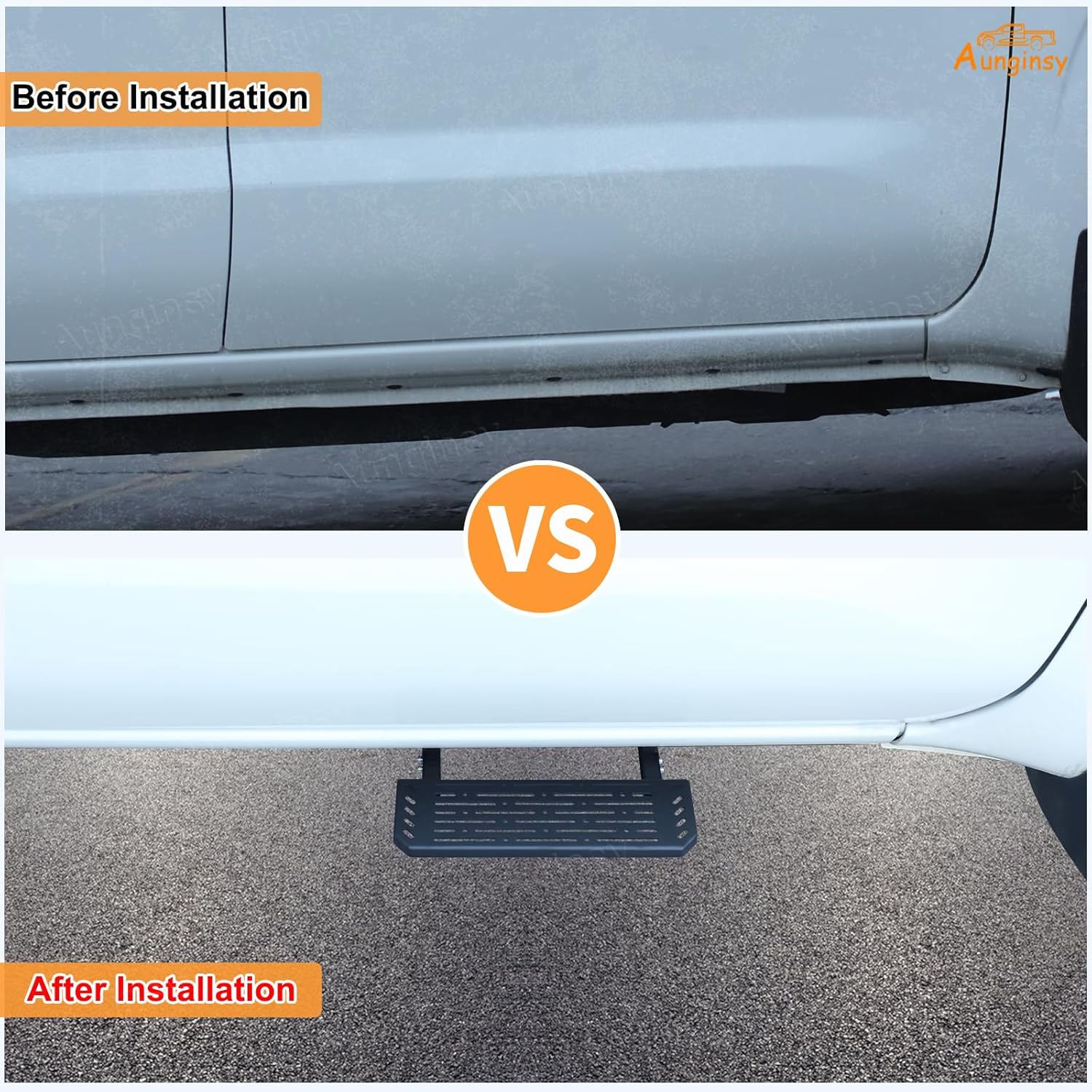 Aunginsy Front Door Running Boards Compatible with Nissan Frontier 2022 2023 2024 King Cab, Car Anti-Slip Side Steps Rails Side Extended Pedal Cover No Drilling Carbon Steel Black Exterior Accessories