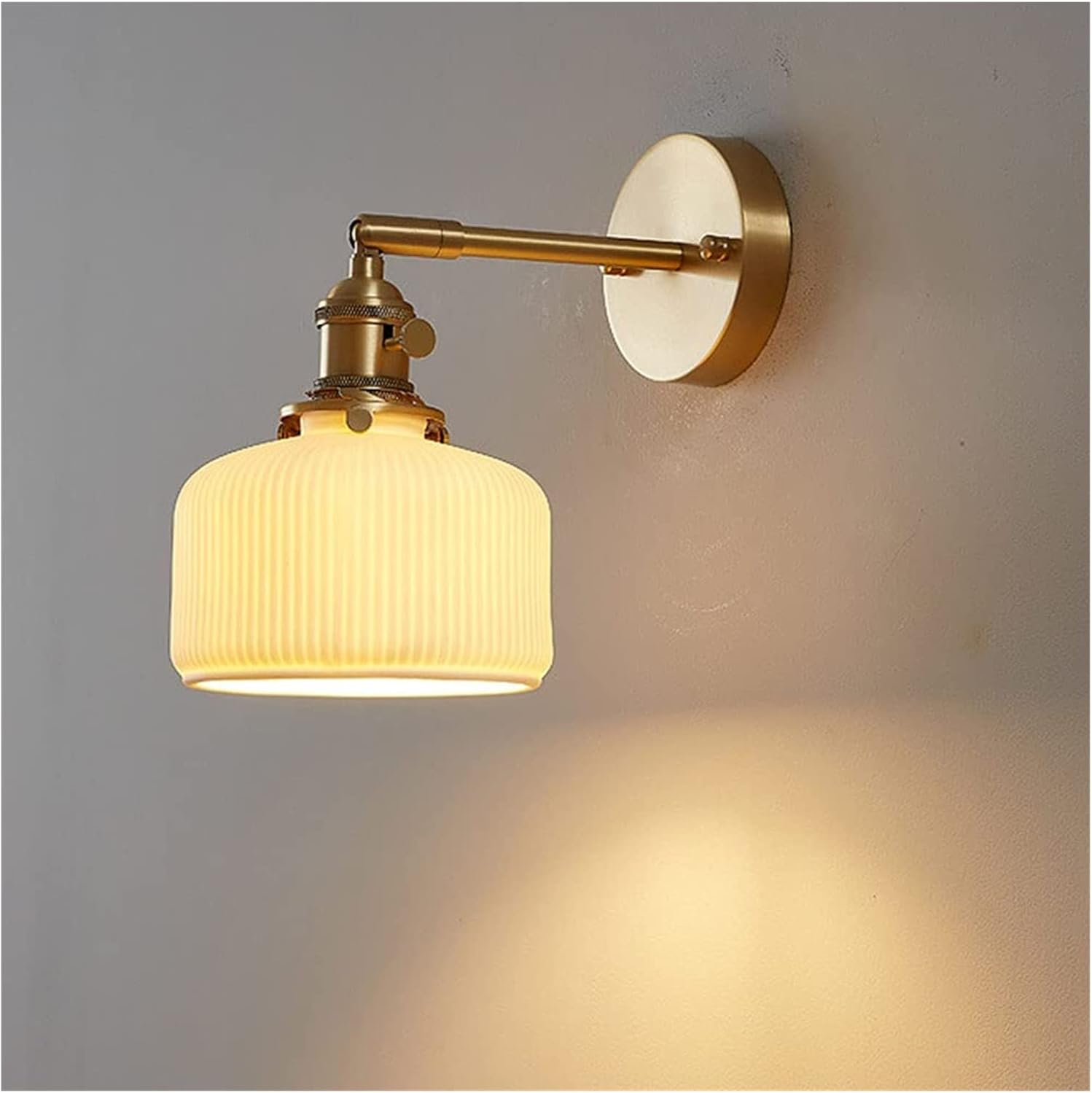 Mid-Century Sconce with Frosted Glass Adjustable Swing Arm Wall Lighs Indoor Decorative Brass Wall Lighting Fixture