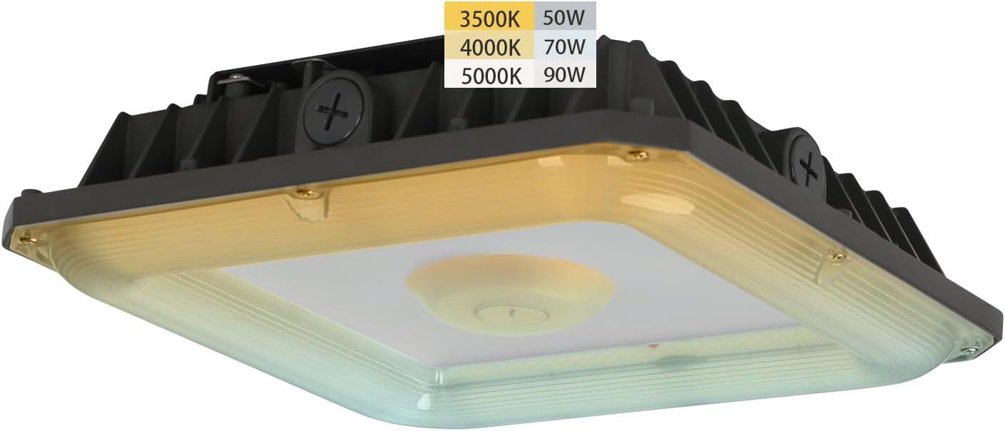 LED Canopy Light Outdoor with 90W/70W/50W & 3500K/4000K/5000K Tunable, 10