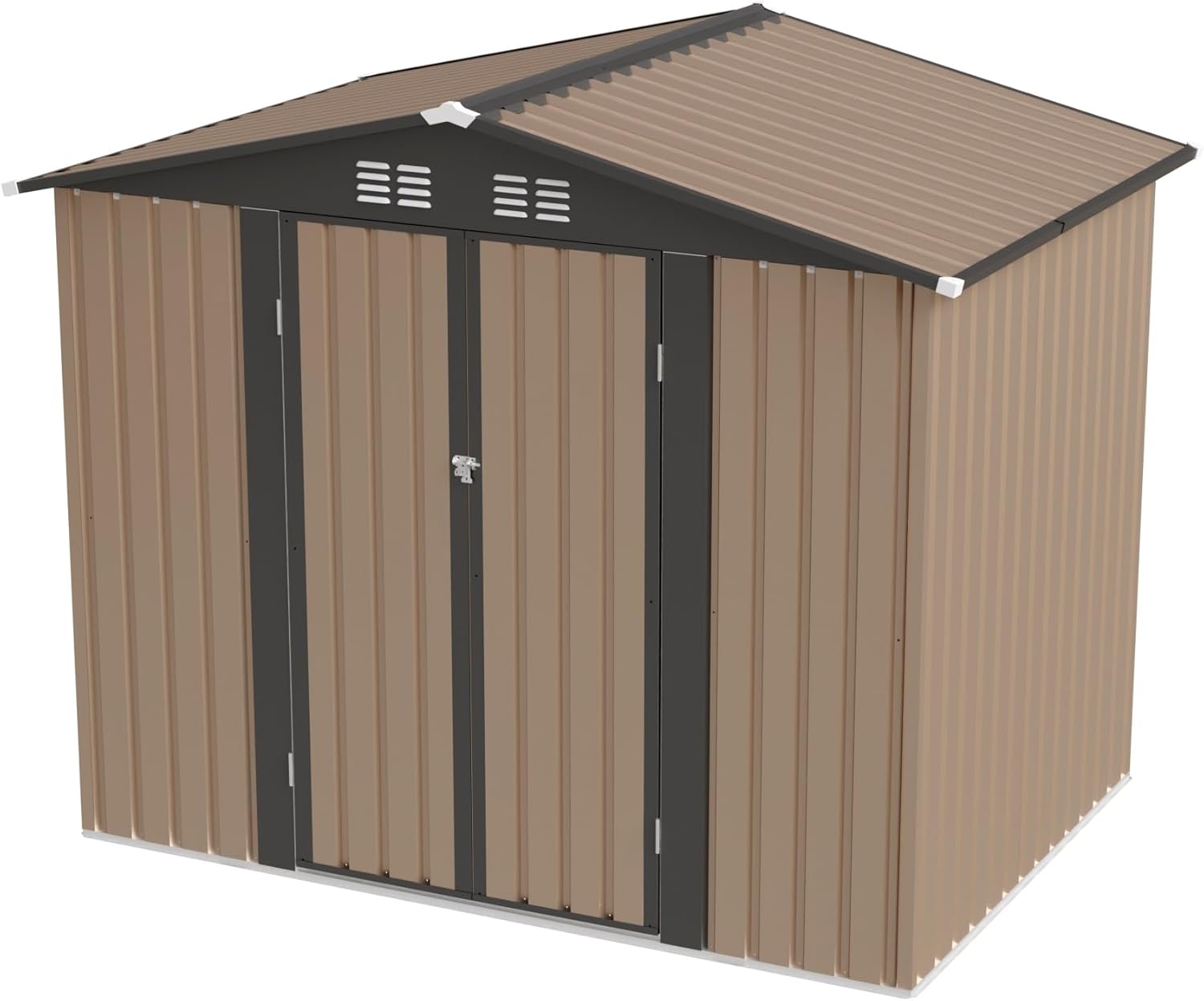 8FT x 6FT Garden Shed with Apex Roof for Patio Backyard Use Galvanized Steel Metal Sheds Storage House