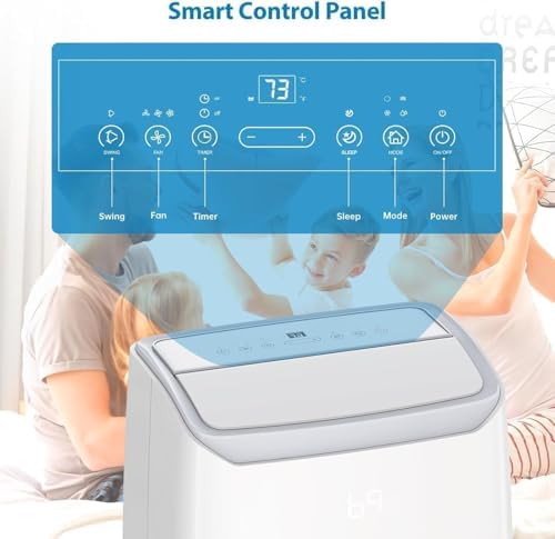 Portable Air Conditioners 14,000 BTU with Remote Control, 24H Timer Function and Window Kit, Fan & Cooling Modes 3-In-1 Air Conditioners Cools Room Up to 750 Sq. Ft., White