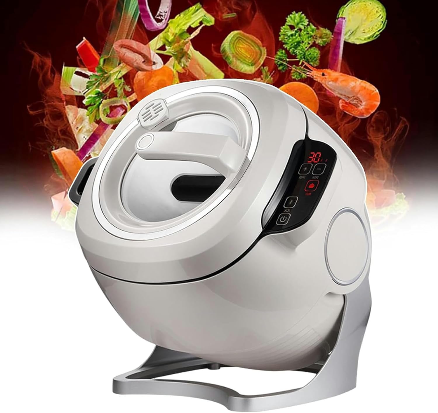 6L Automatic Cooking Machine | Commercial Food Processor | Multifunctional Stir-Fry Machine | 360° Rotating & Electromagnetic Heating | for Stir Frying, Stewing, Cooking