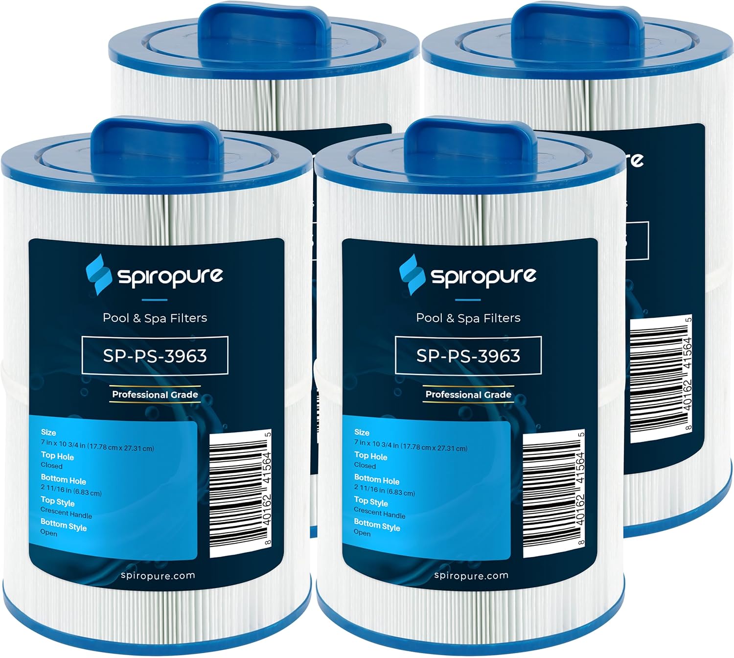 SpiroPure Replacement for Unicel C-7350 Filbur FC-3963 Pleatco PCD50N Caldera Spas 50 73532 1019401 Hot Tub Spa Pool Filter Replacement Cartridge (Case of 4)