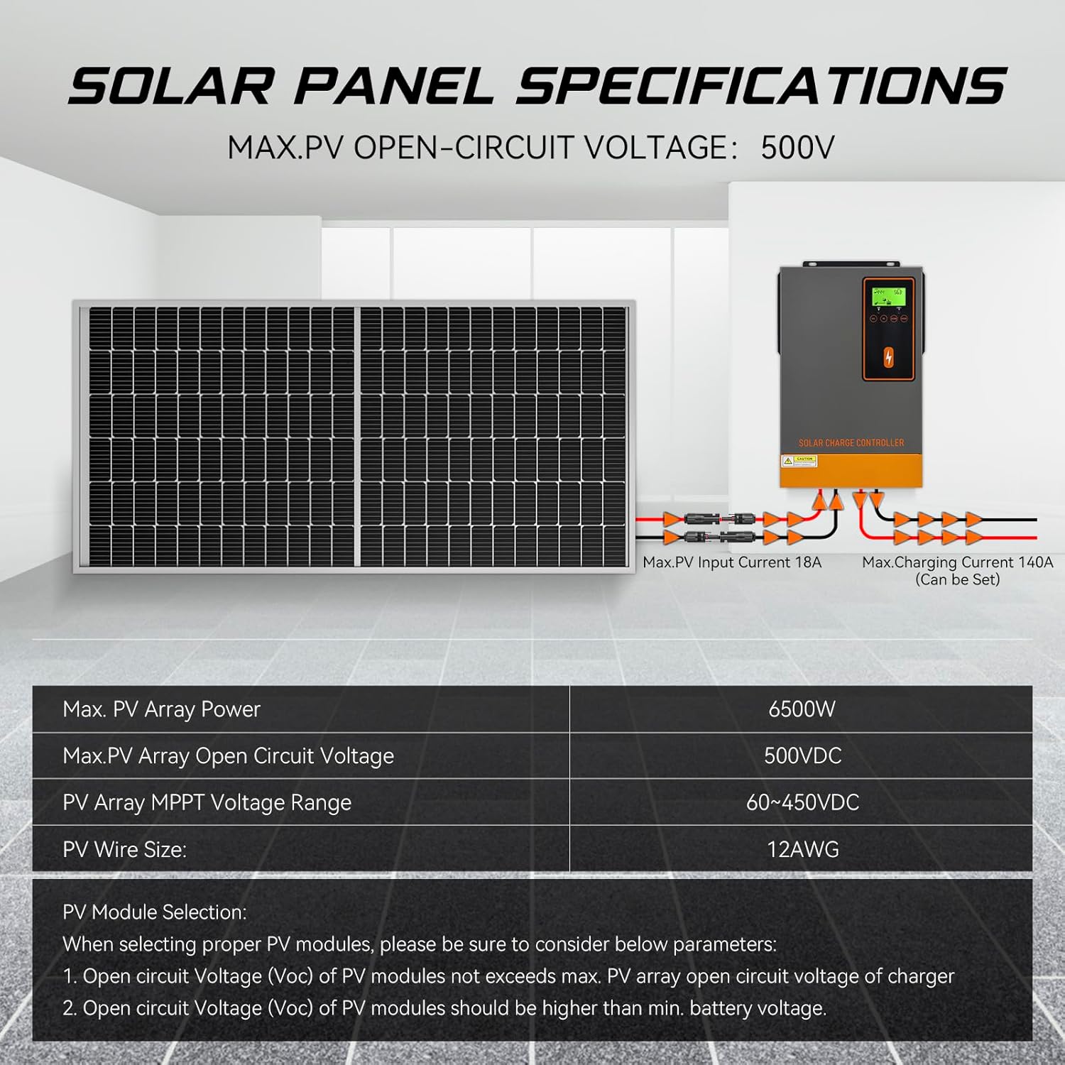 48V 140A MPPT Solar Charge Controller, 140Amp Solar Regulator Max.PV Input 500V, Max. Charging Current Can be Set, Work with 48V Lead-Acid and Lithium Batteries