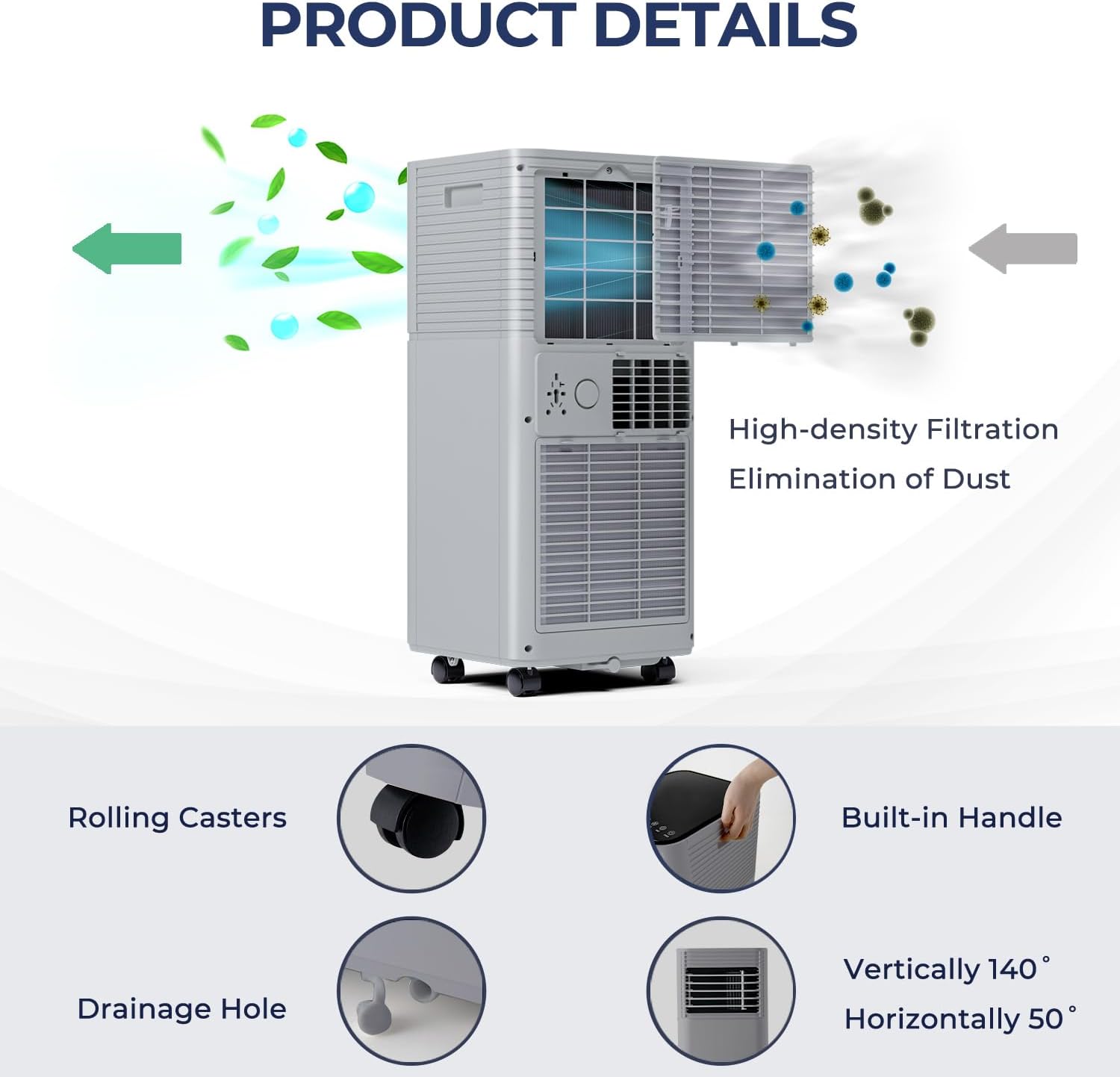 SIMOE Portable Air Conditioner for Room, 10000BTU Portable AC Unit Cooling up to 350 sq.ft, w/ 24H Timer, Remote Control & Window Kit, AC Built-in Cooling, Dehumidifier & Sleep Modes, 2 Speed