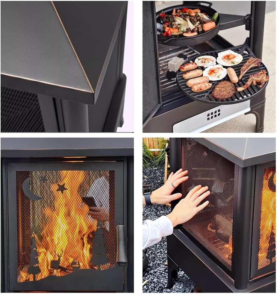 Fire Pits ﻿ Outdoor Barbecue Stove Courtyard Home Winter Stove Commercial Heating Stove Homestay Charcoal Square Barbecue Stove Firewood stove