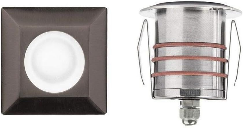 WAC Landscape Lighting, LED 2in 12V Square Beveled Top Inground Indicator Light 3000K in Stainless Steel Coated with Bronze