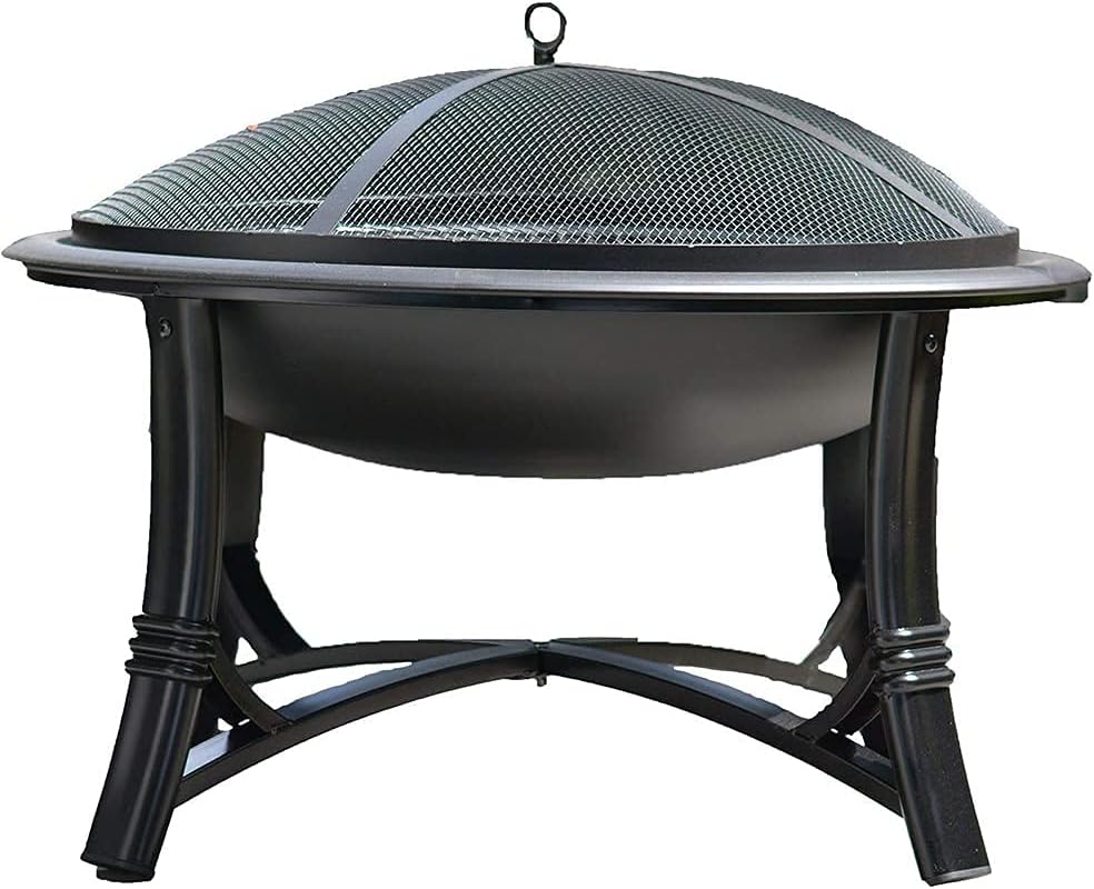 Firepit Table for Outside, Wood Burning Pit, Multifunctional Fire Pit Table, Round with Spark Screen Cover for Camping, Outdoor Heating, Bonfire