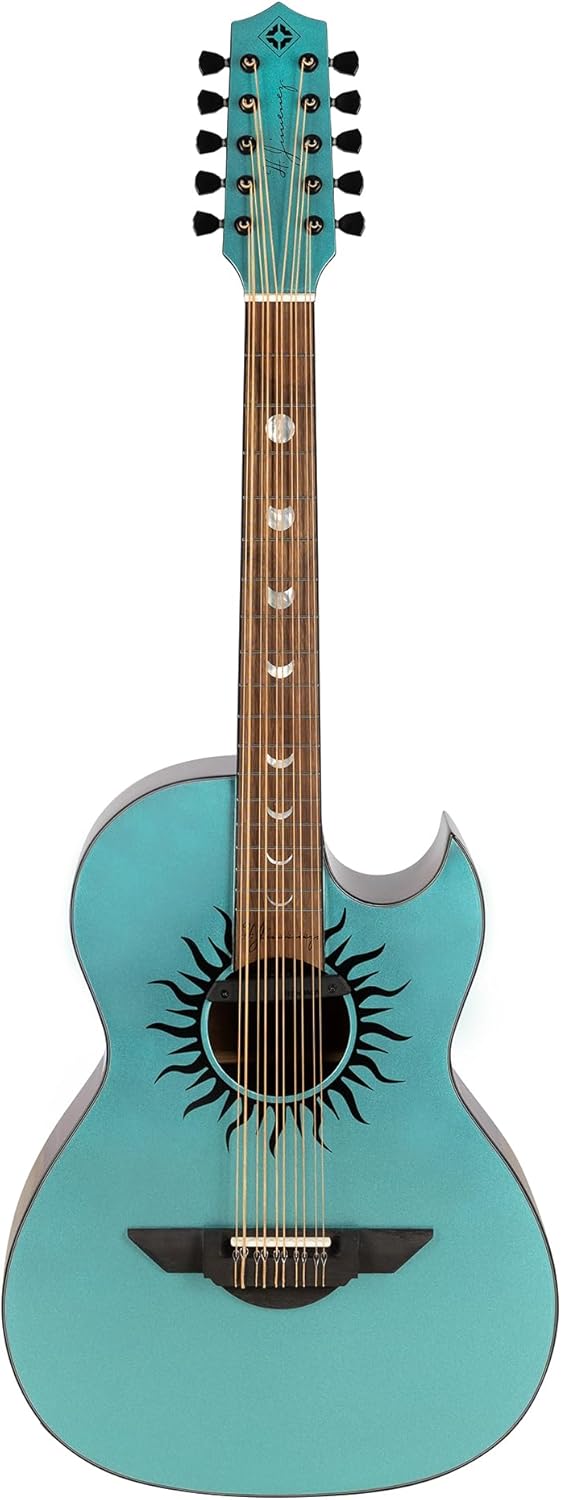 H. Jimenez Glossy Turquoise Sparkle Painted Top Bajo Quinto Cutaway Electric With Hard Wood Case (LBQ1GXE-CN)