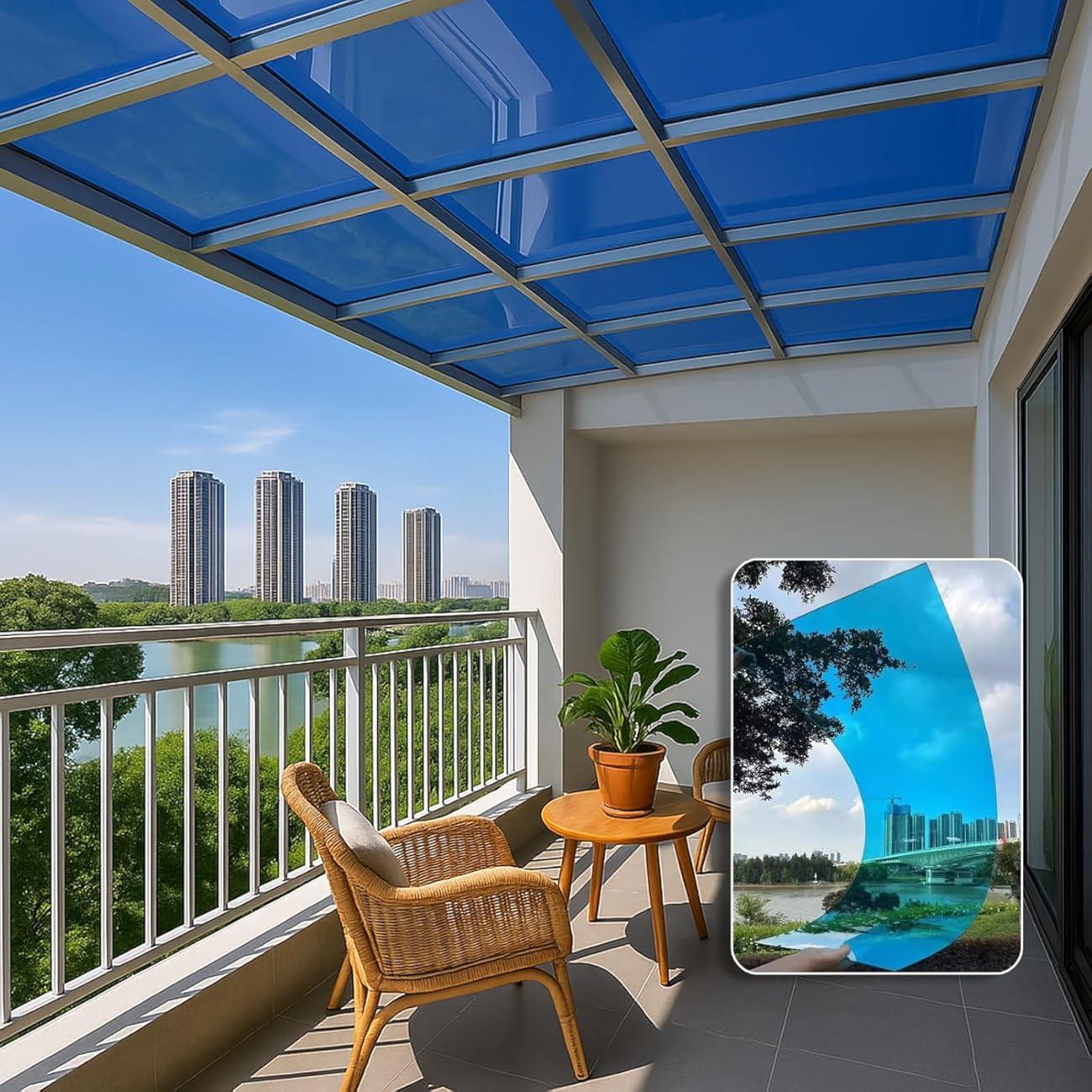 2MM Polycarbonate Sheet Polycarbonate Greenhouse Panels,Htgh-deftnton uransparent and htgh-toughuess,Suitable for Outdoor, Garden, Garage, Lighting Channel, Greenhouse.(Blue,2X 29.5ft)