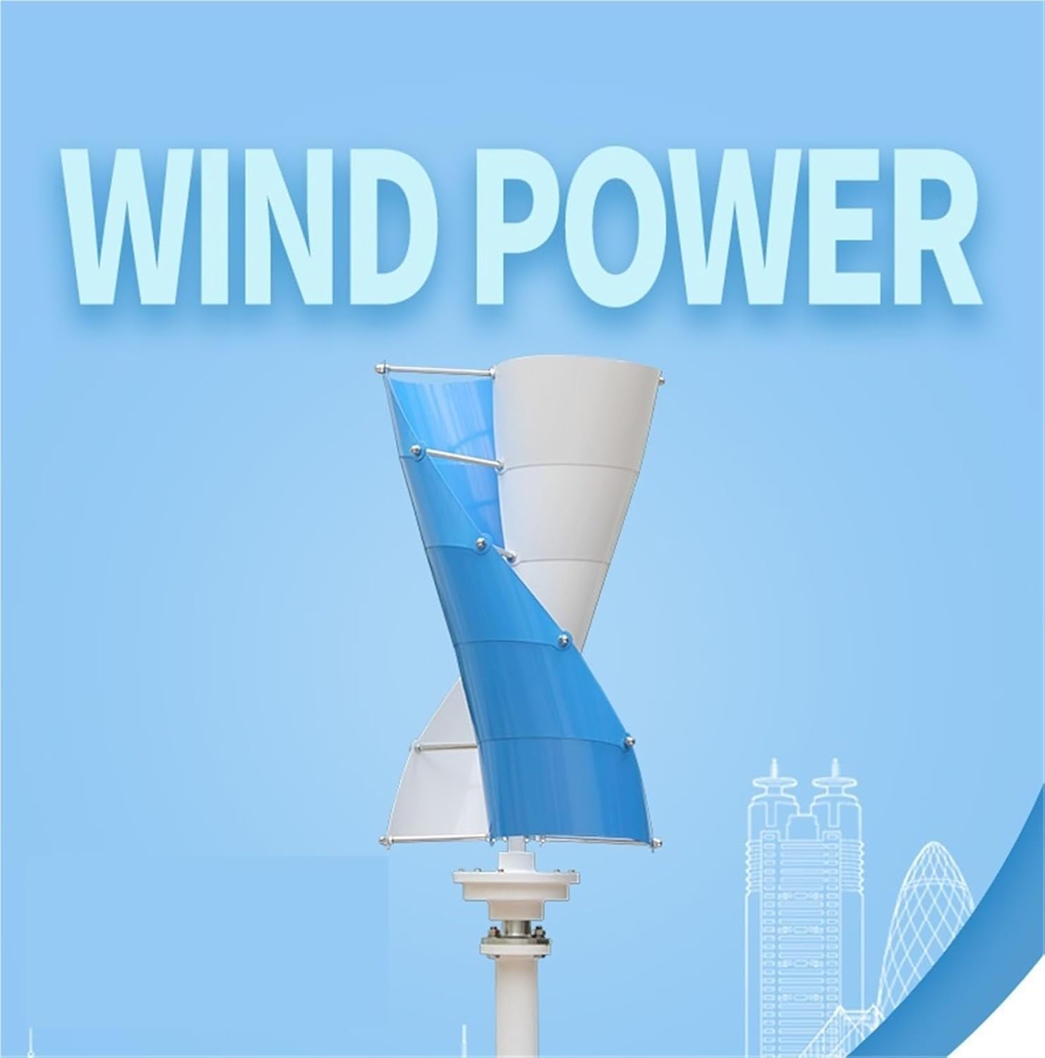 Wind Generator, 100W Spiral-Type Vertical Axis Wind Generator, for Landscape Street Lights,for Home, Farm, RVs, Boats