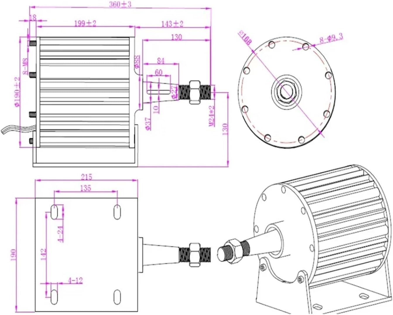 Gearless Permanent Magnet Wind Turbine Generator AC tors 10KW 30KW Use for Wind Water Turbine Engine for Home, Farm, RVs, Boats(Without Base,12V_20KW)