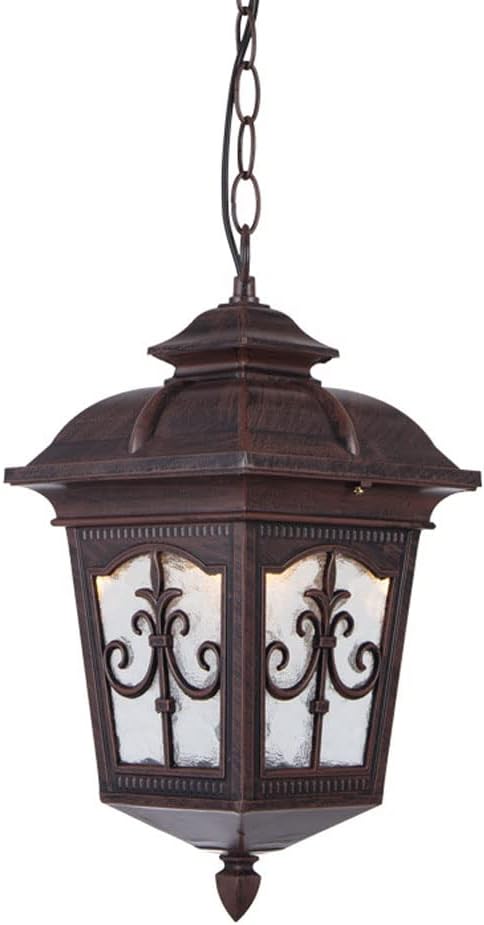 ZSJPDP Outdoor Waterproof Chandelier European Retro Metal Pendant Lamp Balcony Garden Courtyard Decoration Hanging Light E27 Lighting Fixture Glass Lampshade