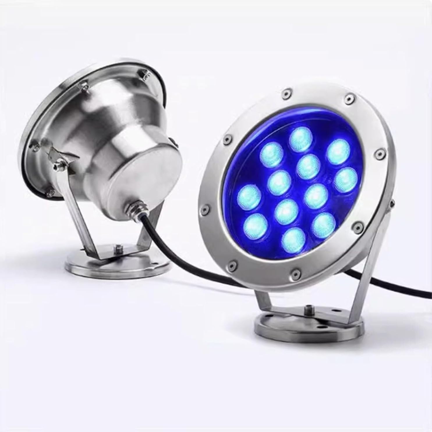 Waterproof Underwater Light - Submersible LED Fountain Light, LED Pool Lights, 360° Adjustable Angle Lights, Underwater Pond Lights, IP68 Waterproof Garden Spotlight(RGB,24W(12V))