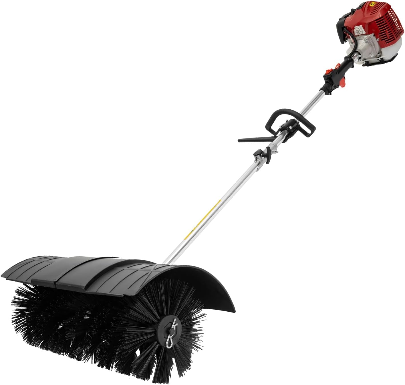 52CC Gas Handheld Sweeper,2-Stroke 1.25kW Air-Cooled Fuel Engine Sweepers Snowplow Broom Driveway Turf Lawns Artificial Grass Power Brush Lawn Sweeper Cleaner Tools for Street Farms 6500-8500RPM