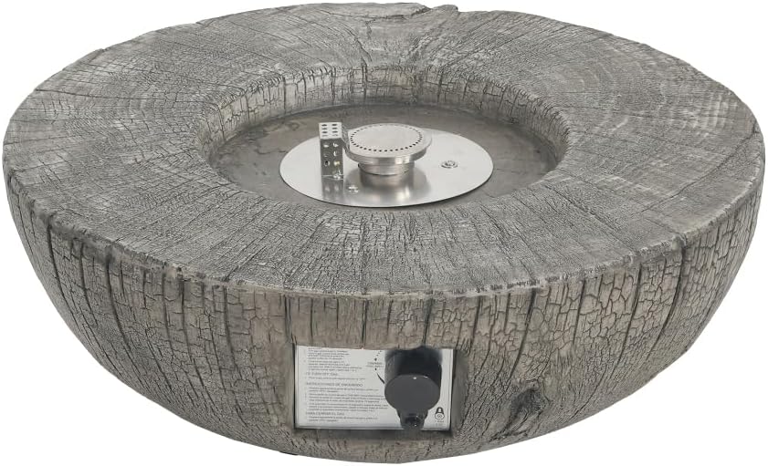 30, 000BTU Patio MGO Propane Fire Pit with Round Shape and Fire Bowl Design, Light Grey, Tank Cover Not Provided