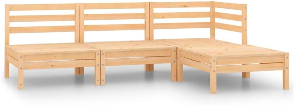 4 Piece Patio Lounge Set Solid Pinewood,Rustic Pinewood Garden Lounge Set Modular Furniture for Patio, Garden and Living Room Patio Furniture Sets, Outdoor Furniture Sets