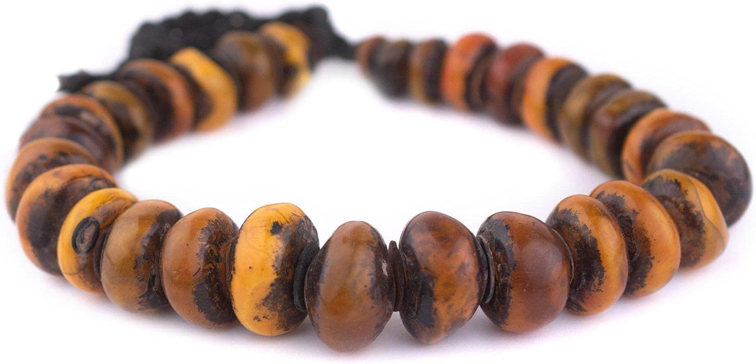 The Bead Chest Moroccan Honey Amber Resin Beads Graduated 23mm Morocco African Orange Round Large Hole 22 Inch Strand Handmade