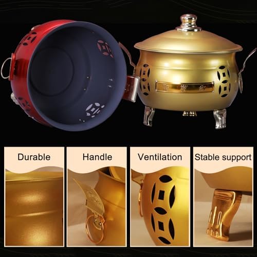 Outdoor Burn Barrel, Incinerator with Lid, Metal Fire Pit, Double Handle Trash Burning Containers, for Burning Garbage Leaves(Red,45cm/18in)