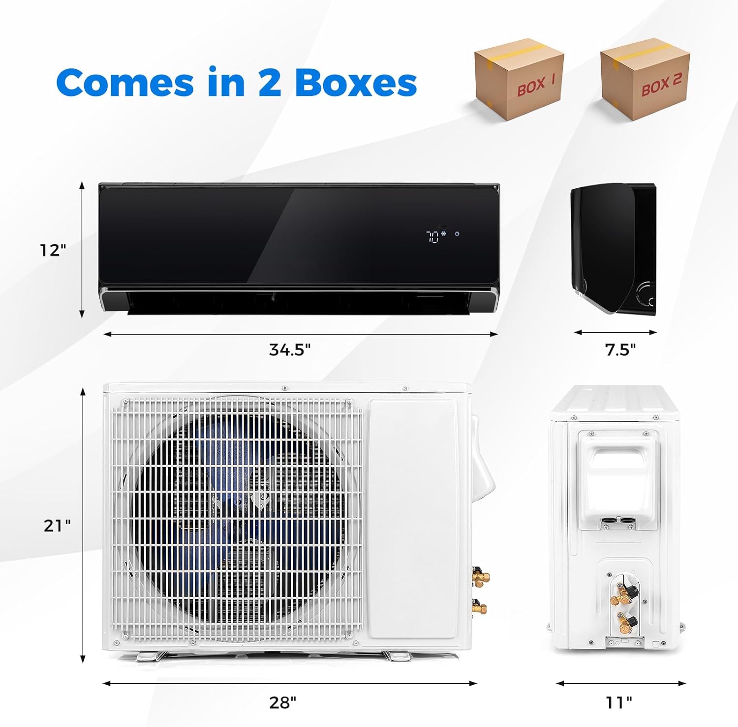 ARLIME 12000 BTU Wifi Enabled Mini Split Air Conditioner & Heater, 22 SEER2 208-230V Inverter AC Unit Cools Rooms up to 750 Sq. Ft, Energy Efficient Split Wall AC w/Heat Pump & Installation Kit