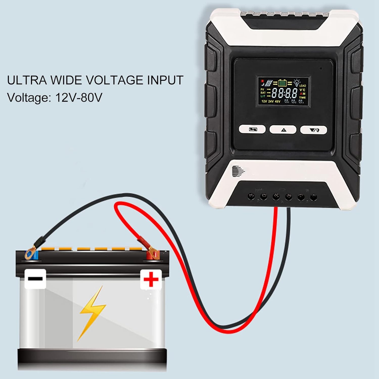 MPPT Solar Charge Controller 12V 24V 48V, Solar Panel Regulator with LCD Color Display, High Efficiency PV Solar Controller for Lithium Ternary Iron Batteries, Automatic (mppt-40A)