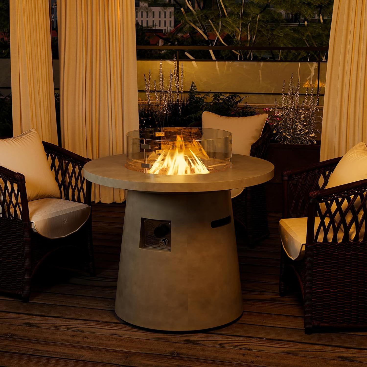 SUNBURY Outdoor Propane Fire Pit Table, 31.5