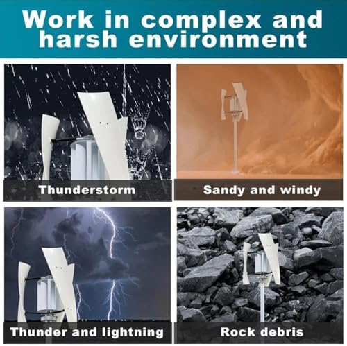 3000W Noiseless Vertical Wind Turbine Kit for Home Use – Magnetic Levitation 3-Blade Horizontal Generator with Controller for Battery Charging