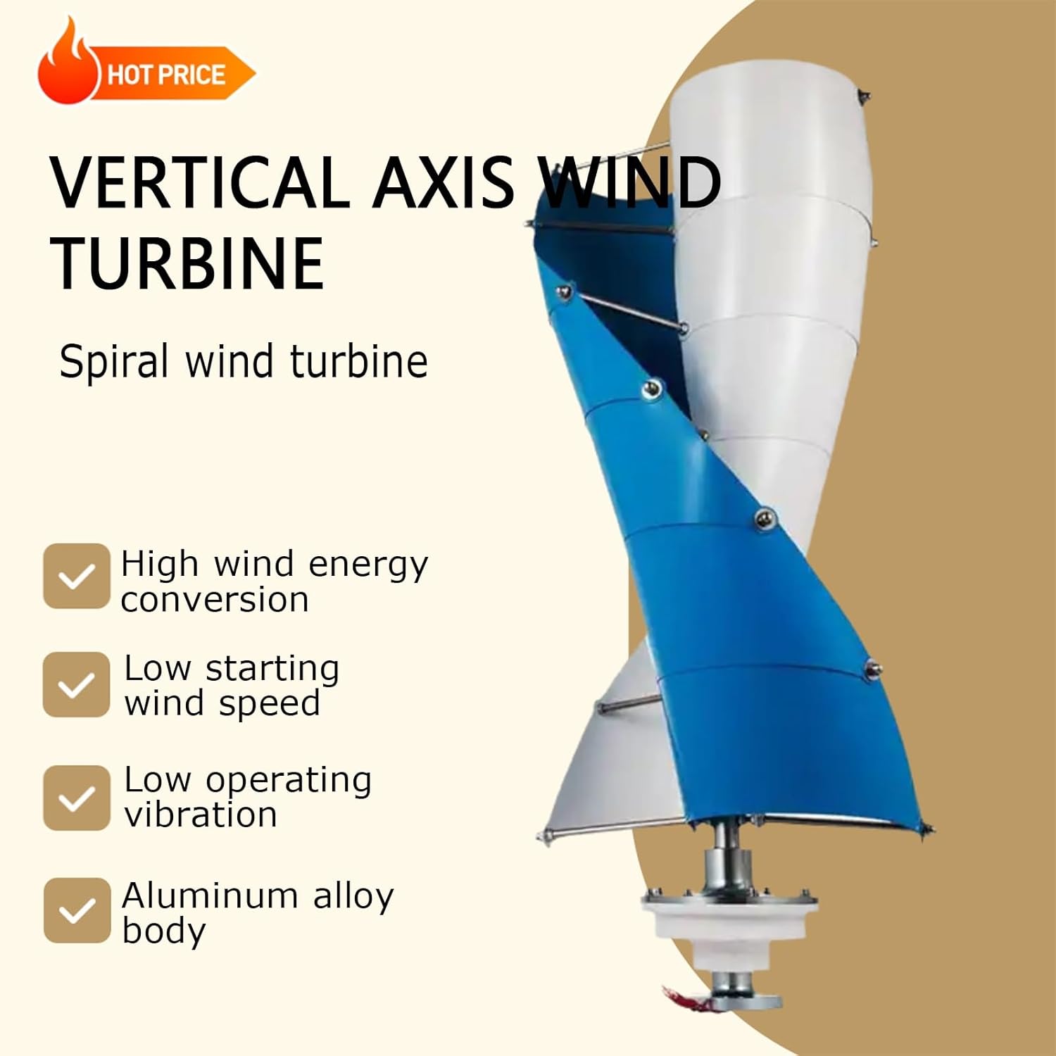 3KW Wind Turbine Generator Kit 24v 48v 96v 120v Vertical Axis Wind Turbine Generator Free Energy Windmill 3 Phase Generator for Home use (48, Volts)