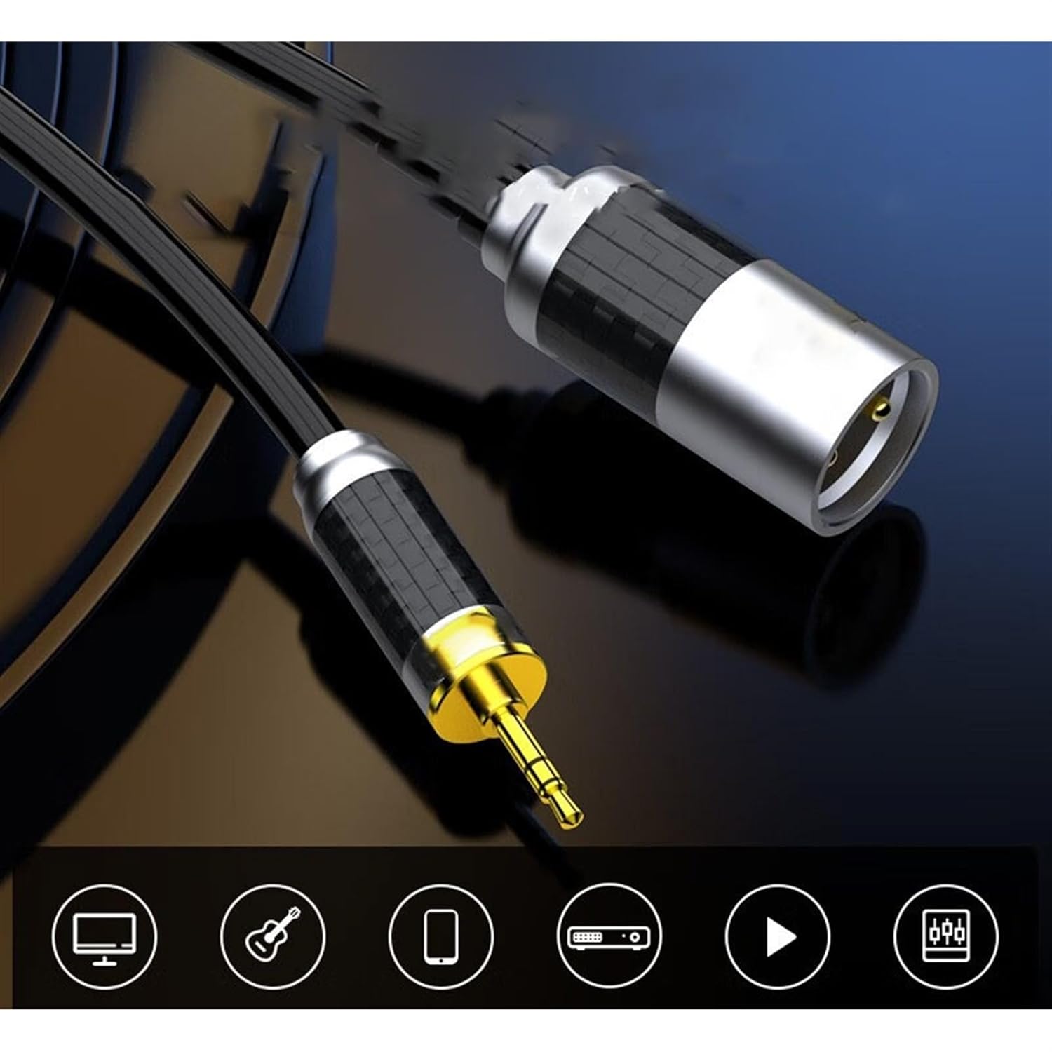 TSTS Guitar Audio Cable 3.5mm Male Cable Single Crystal Copper Nerve Cable Computer Mobile Phone Mixer Amplifier Electric Guitar(5 Meters)