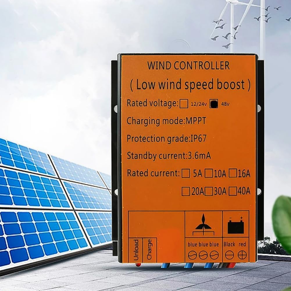 CAJUCA MPPT 9000W Waterproof Wind Turbine Charge Controller,10A -40A Low Wind Speed Controller Voltage 12V 24V AUTO 48V