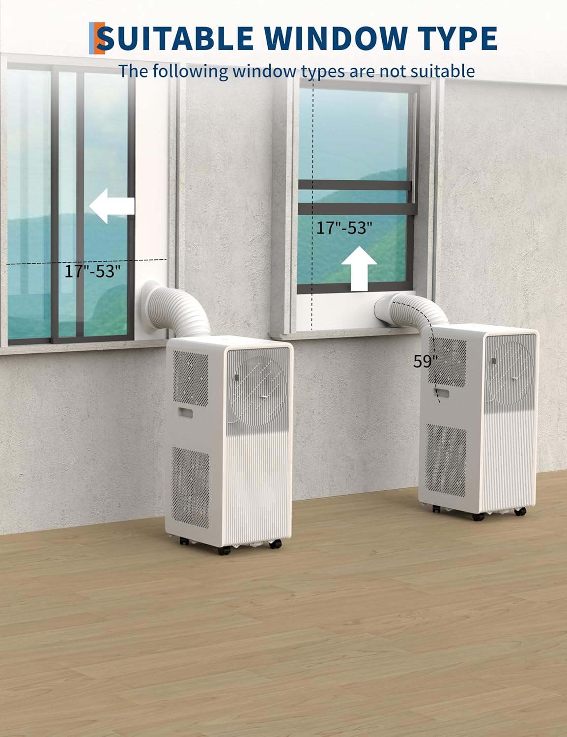 Portable Air Conditioner 8,000 BTU Cools Up to 350 Sq.Ft, 3-IN-1 Quiet Portable AC Unit with Remote Control for Large Room, Campervan, Office, Temporary Space, White