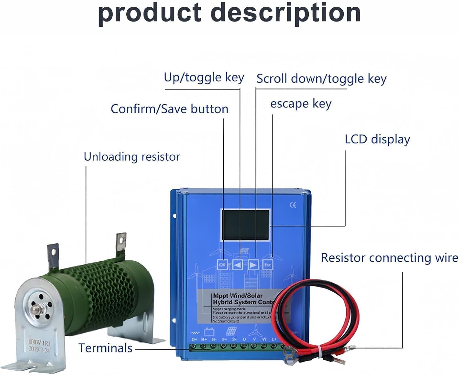CAJUCA Wind Solar Hybrid Charge Controller 12000W Regulator MPPT Wind Solar Hybrid Boost Controller for Wind Turbine Generator