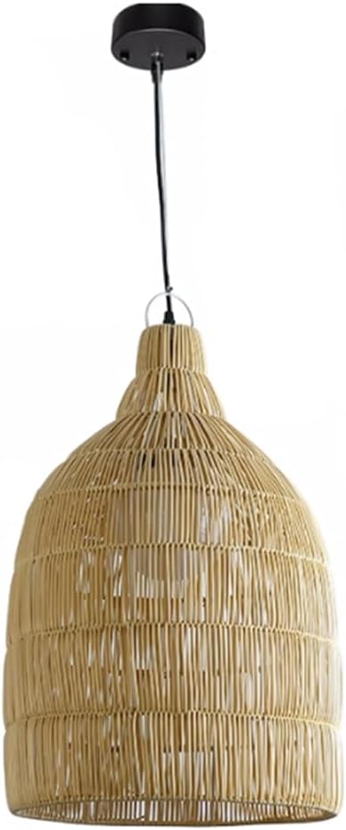 Outdoor American Retro Pendant Light Waterproof Garden Chandelier Lamp PVC Rattan Basket Hanging Lamp Farmhouse Dining Corridor Outdoor Garden Tree Decoration Lighting Fixture Dark Brown