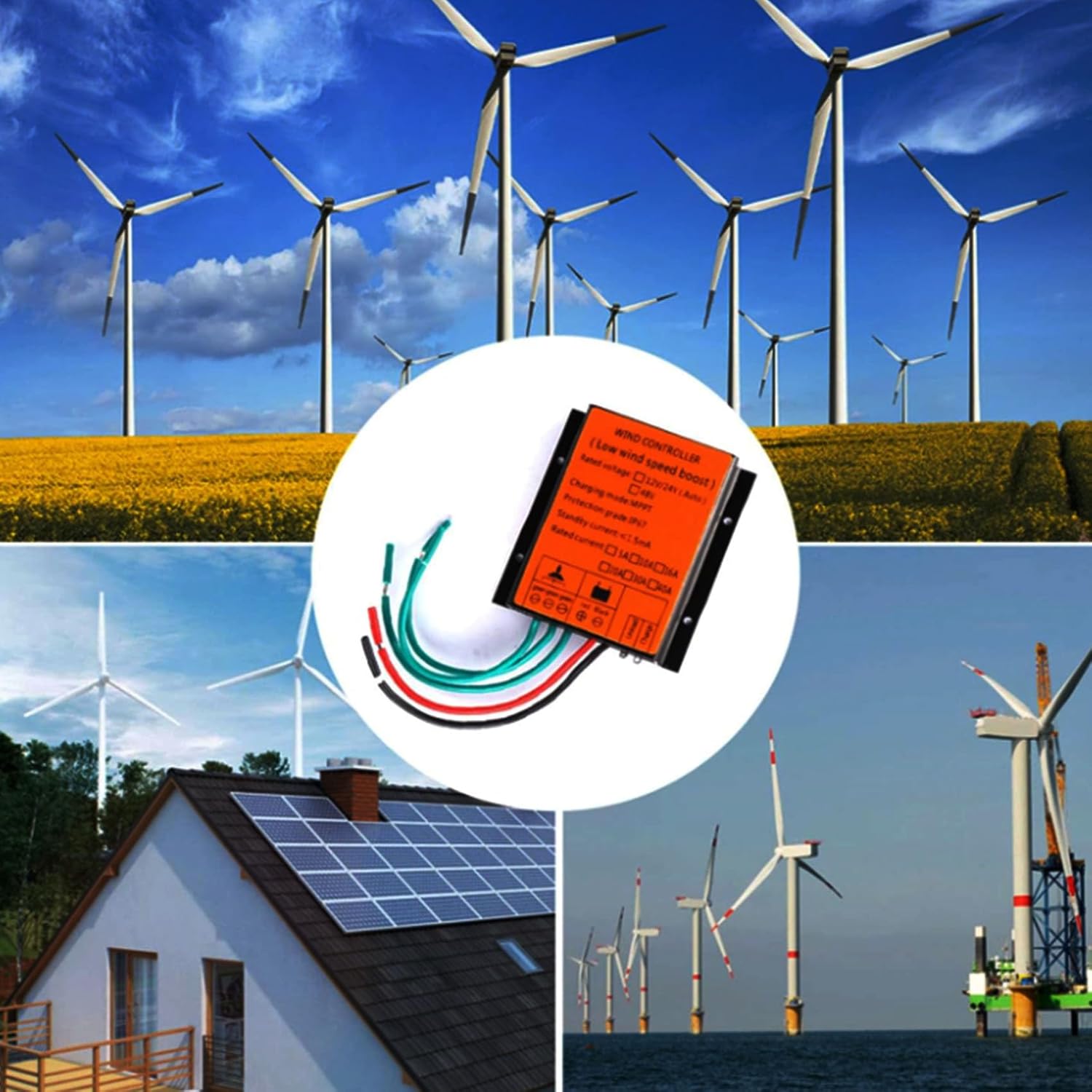 220v,HYZHANHONG 10A-40A Wind Turbine Generator 3000W-8000W MPPT Wind Energy Charge Controller IP67 Waterproof, 12V / 24V Automatic Matching 48V Suitable for Wind Generator