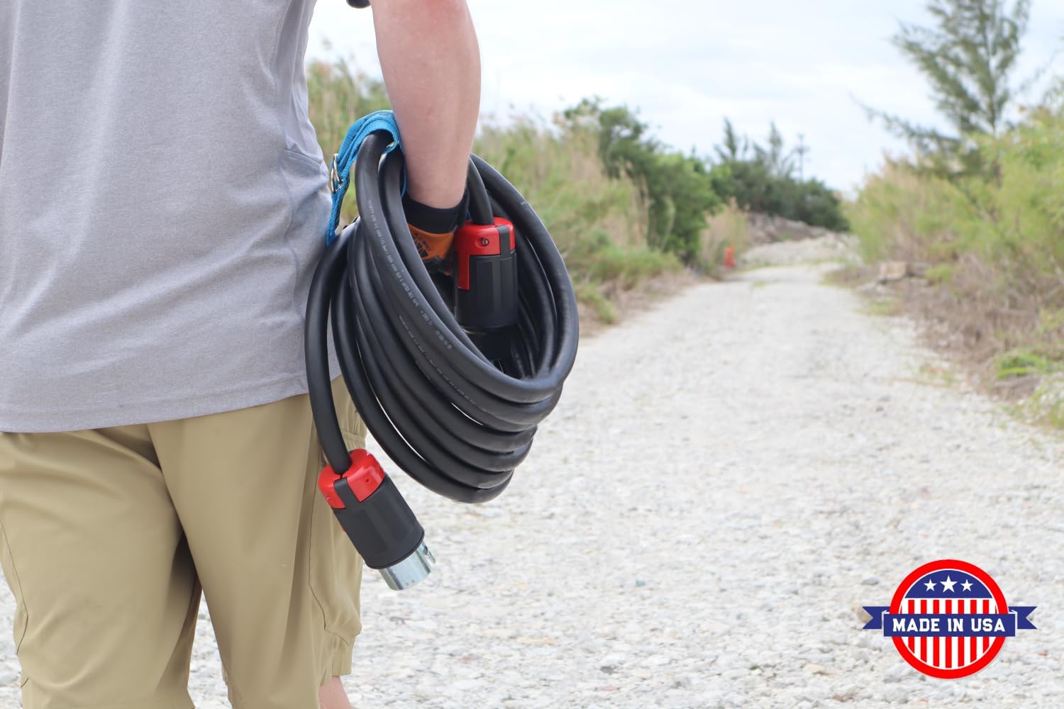 Spider Box Twist-Lock Generator Power Extension Cord, 50 Amp, 125/250V, SOOW Cable Type, Gauge 6/4, Professional-Grade Outdoor California Standard locking extensions, 100' Long, Black