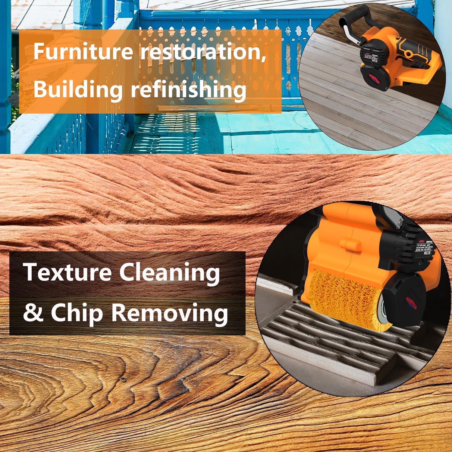 Drum Sander for Woodworking, Surface Conditioning Tool, Burnishing Polishing Machine, Paint Stripper Remover, Variable Speed Tool with VAC Nozzle and Tool Bag- DBDS500